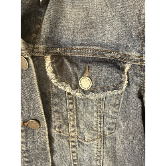 Articles Of Society Distressed Denim Jacket Size Small Raw Hem Blue Jean - Picture 4 of 15